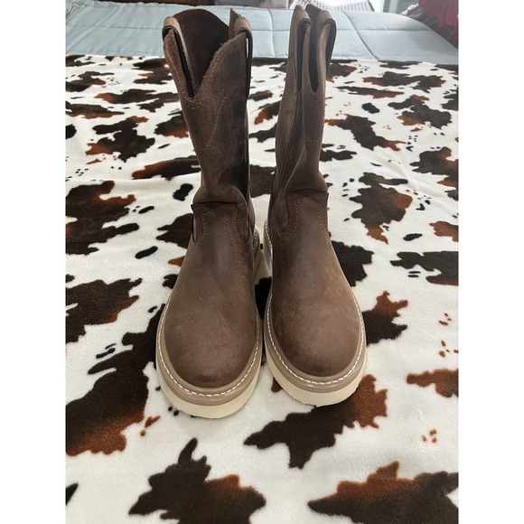 Justin Boots Other - JUSTIN MEN's PULL ON WEDGE Ram 10" Work BOOT BROWN LEATHER Size 9D New